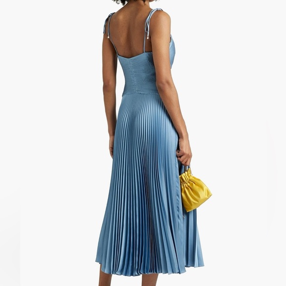 Derek Lam 10 Crosby | Rochelle Pleated Satin-Crepe Midi Dress - Picture 2 of 5
